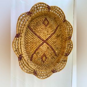 Larger Scalloped Edge Vintage Basket Tray 16 1/2”